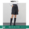 nexy.co奈蔻2023年秋季气质，经典休闲皮裤，女士直筒减龄短裤