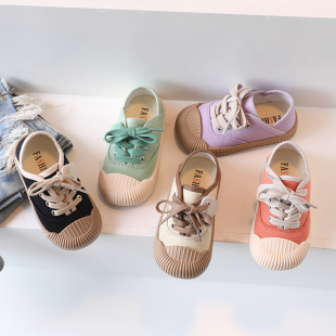2023春秋款儿童帆布鞋韩版女童板鞋小童幼儿园室内软底男童宝宝鞋