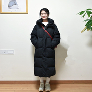 韩系可爱中长款黑色棉服女冬2023年宽松百搭加厚面包服外套潮