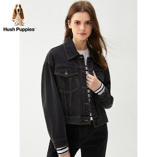 Hush Puppies暇步士女装秋季纯棉时尚个性短款牛仔外套HJ-22521D