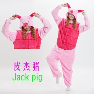 jumpsuit皮杰猪睡衣秋冬季法兰绒，卡通动物连体，睡衣皮杰猪如厕版