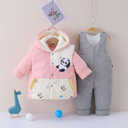 婴儿棉衣三件套加厚款纯棉新生儿宝宝，衣服秋冬季套装0-3-6-12个月
