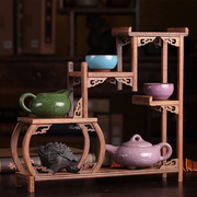 实木紫砂壶架子茶具架置物架，小型博古架鸡翅木，新中式y展示架摆件