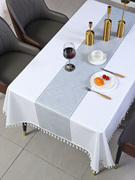 北欧轻奢高级感桌布防水防油简约现代餐桌布，tpu棉麻长方形茶几布
