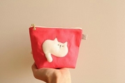 日本作家款创意大脸猫小手包零钱包化妆包ins高级可爱小收纳包