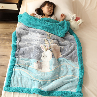 珊瑚毛毯子(毛毯子)双层儿童午睡牛奶法兰绒毯，小被子婴儿宝宝加厚保暖冬季
