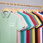 定制t恤工作服翻领polo衫大码宽松有领休闲运动上衣厂服印字logo