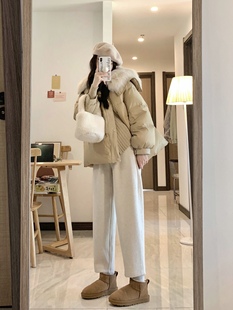 短款羽绒棉服女冬季棉衣棉袄韩系高级感小个子加厚大毛领外套