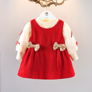 1-2-3岁女宝宝冬季套装洋气冬装，女童背心裙两件套婴儿冬天衣服潮