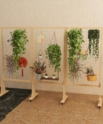 落地式屏风网格花架可移动实木铁艺置物架，绿萝植物架幼儿园置物架