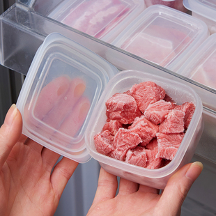 日本进口冰箱冷冻肉分格盒冻汤盒密封盒保鲜盒，葱姜蒜分装盒备菜盒