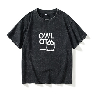 Owl City猫头鹰之城T恤短袖时尚衣服女男圆领大码宽松夏季情侣装