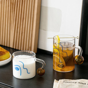 耐高温设计师玻璃杯 把手牛奶杯可微波咖啡杯耐热 早餐水杯茶杯