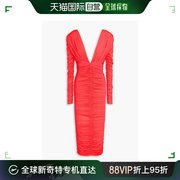 香港直邮潮奢alexperry女士，褶皱荧光色，弹性针织中长连衣裙d9