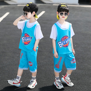 男童夏季速干短袖篮球服套装儿童洋气薄款训练队服男生比赛运动服