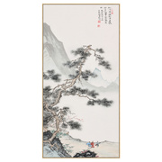 玄关竖版山水画招财风水，新中式进门走廊过道，单幅壁画水墨挂画