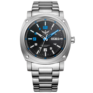瑞士全自动机械芯军表，男表防水夜光钛合金名，品牌男士商务手表v3.4