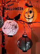 万圣节南瓜灯笼吊饰骷髅蜘蛛主题氛围挂件场景布置氛围装扮装