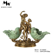 陶瓷镶铜女神二重奏贝壳盆，客厅茶几天使水，果碟欧式奢华雕刻工艺品