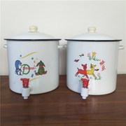 加厚搪瓷桶有盖凉茶水桶7.5L装纯净水H桶带水笼头茶桶米茶桶糖茶
