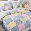 韩式田园真拼布床盖1.2米1.5夹棉绗缝被床单手工纯棉薄被子单双人