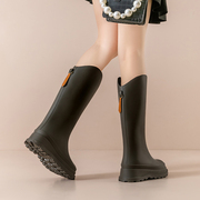 哈吉米(哈吉米)时尚雨鞋，女外穿水鞋成人，加绒高筒雨靴防水防滑长筒靴子胶鞋