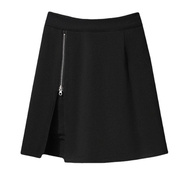 2024夏季设计感时尚拉链黑色包臀短裙子高腰不规则半身裙裤
