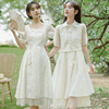姐妹闺蜜装两件套装连衣，裙子2024中式国风夏少女(夏少女)汉服改良旗袍