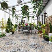 室外别墅花园防滑地砖鹅卵石瓷砖600x600户外庭院阳台院子地板砖