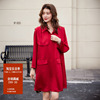 衬衫连衣裙红色新年战袍2024春装，高级感气质裙子长袖防晒度假