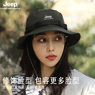 jeep帽子女士夏季渔夫帽遮阳帽女防晒防紫外线可折叠太阳帽