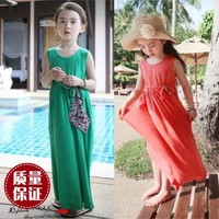 仿古连衣裙沙滩长裙，韩版女童夏季