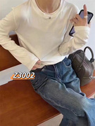 YZOY3002春韩版圆领简约款显瘦百搭长袖T恤打底衫上衣