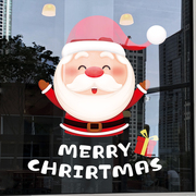圣诞节装饰玻璃贴纸店铺，橱窗贴画圣诞老人，麋鹿场景布置新年门贴纸