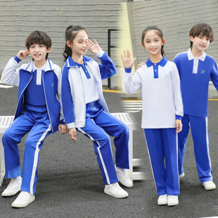 深圳校服小学生冬季加绒加厚统一儿童班服速干蓝白园服运动套装