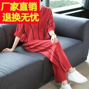 宽松蝙蝠袖休闲运动套装，女春夏冰丝针织，运动服时尚卫衣两件套