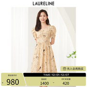 LAURELINE/洛瑞琳公主袖连衣裙2023春夏淑女收腰显瘦仙女裙