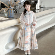 女童马面裙套装春装2024洋气，儿童中国风汉服女大童新中式裙子