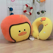 可爱头盔鸭抱枕 网红好嗨鸭毛绒玩具暖手卡通U型枕 儿童玩具