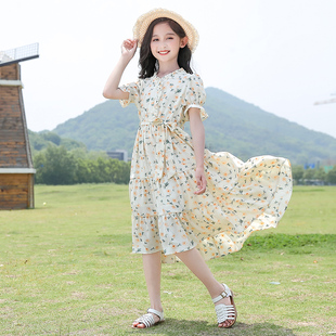 韩版童装女童雪纺裙子，夏装2024中大童洋气，儿童夏季女孩连衣裙