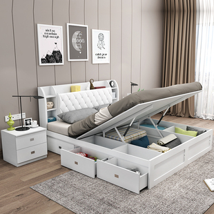 气动高箱储物床1.8米1.5米1.2主卧床 抽屉收纳板式现代简约双人床