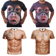 搞笑大猩猩短袖男恶搞3D立体动物猴子短t恤休闲个性大码半袖衣服