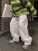 Aurocean 四季运动裤 全白色复古网眼长裤纯色简约百搭廓形堆堆裤