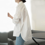 白色衬衫女夏季设计感高级polo领防晒衬衣法式雪纺，长袖上衣女薄款