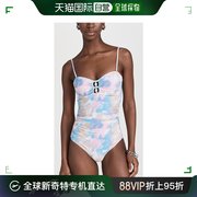香港直邮潮奢 GANNI 甘尼 女士珠子褶皱连身连体泳衣