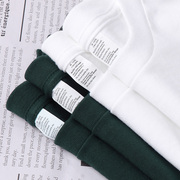 美式复古250g重磅长袖t恤男女白色墨绿色纯棉宽松圆领厚实打底衫