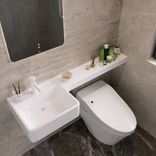 日式洗漱台一体式卫生间，小尺寸洗手面盆小户型窄边挂墙式p型方盆