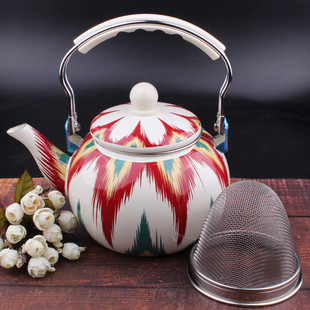 新疆民族饭店珐琅彩，加厚搪瓷壶民族风奶茶壶，烧水壶通用凉水中药壶