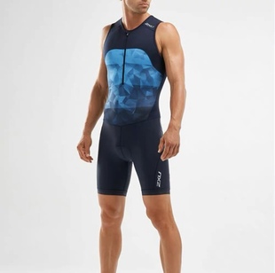 2XU 铁人三项男士无袖铁三服速干透气游泳跑步骑行比赛运动连