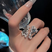 小众设计高级感宽版珍珠戒指女欧美个性轻奢精致夸张开口食指戒潮